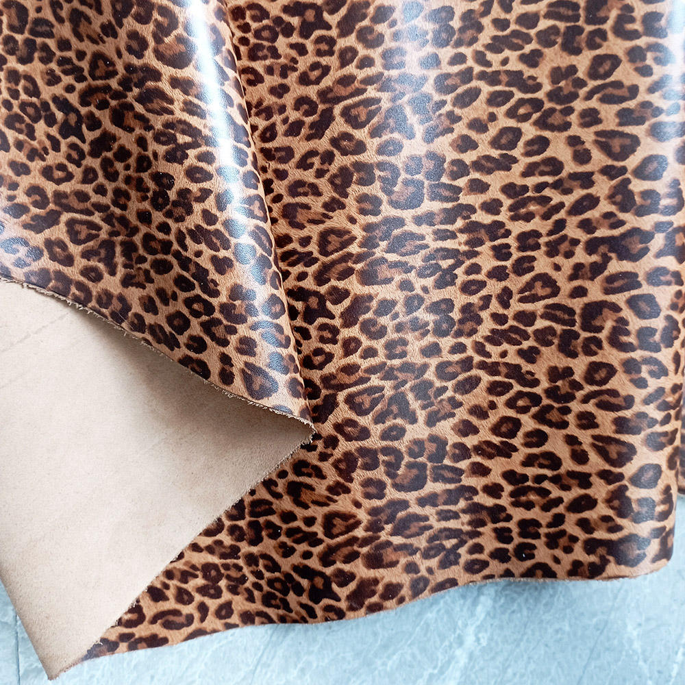 custom-made leopard print on plain genuine cowhide leather