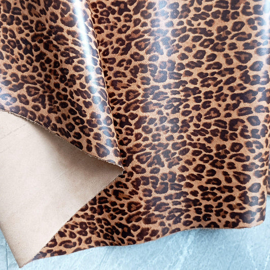 custom-made leopard print on plain genuine cowhide leather