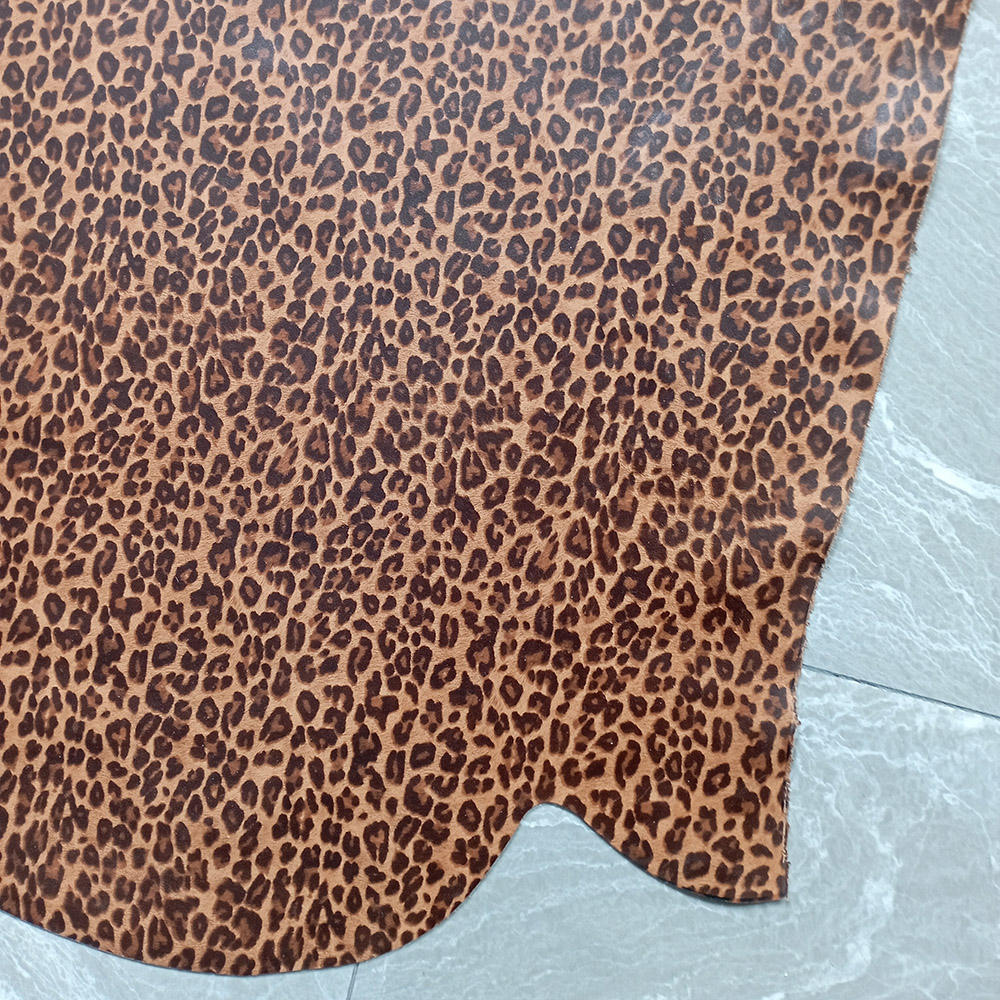 custom-made leopard print on plain genuine cowhide leather