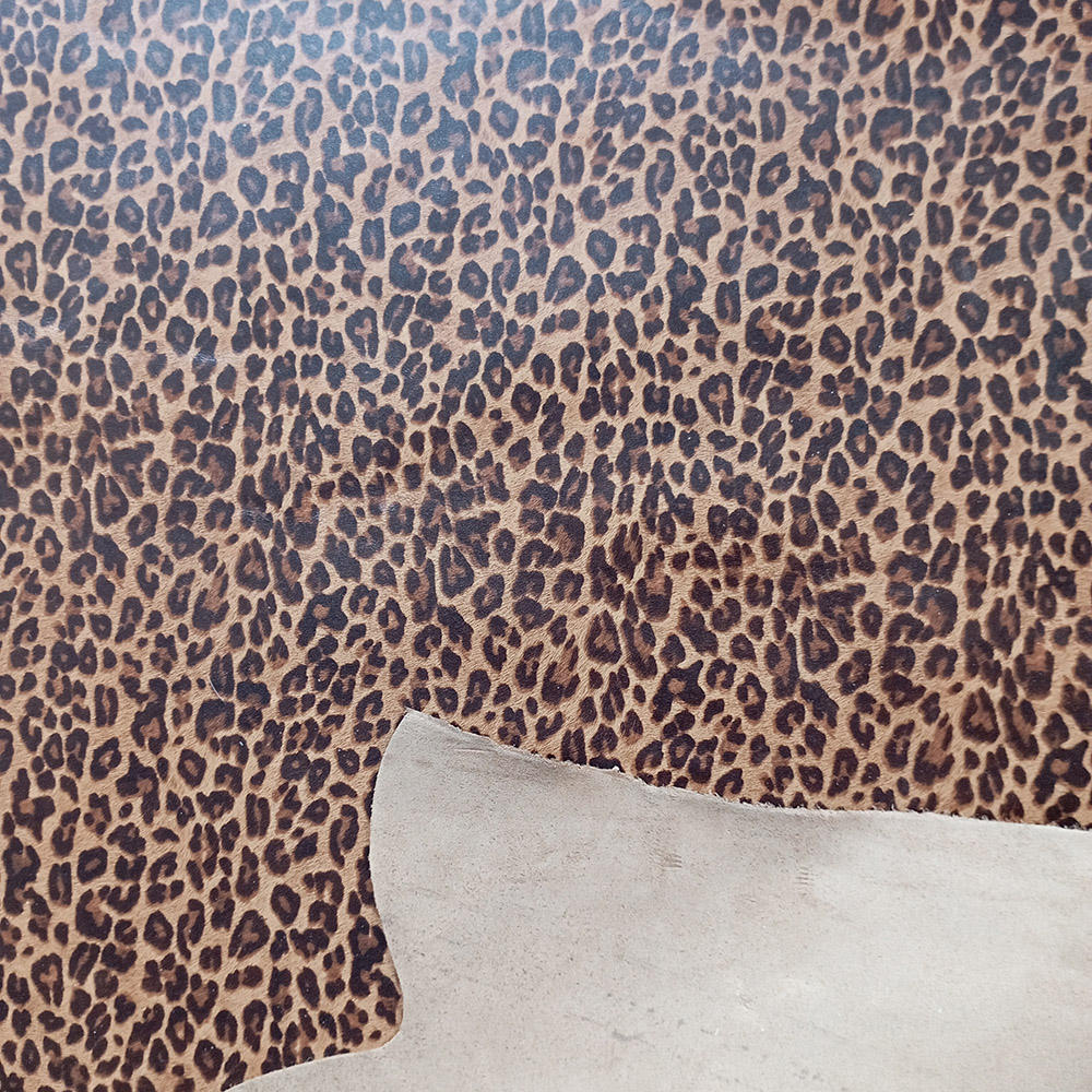 custom-made leopard print on plain genuine cowhide leather